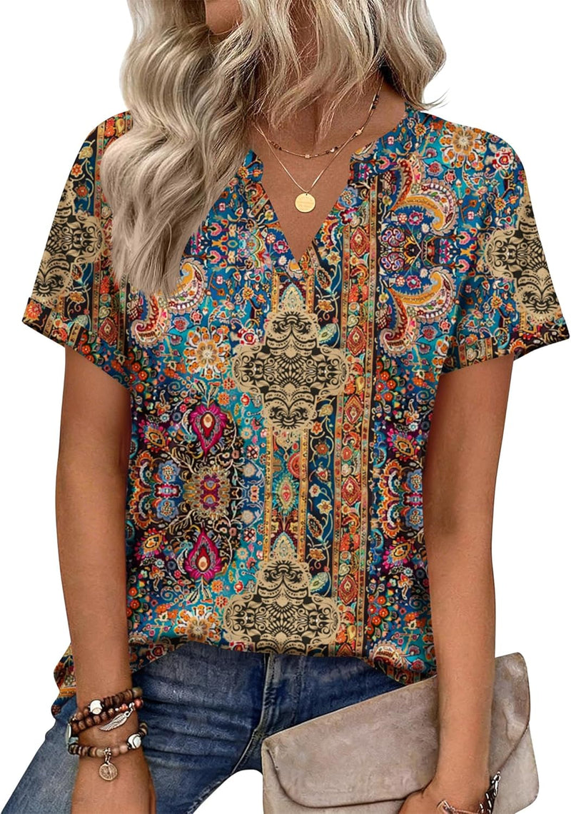 Womens Tops Short Sleeve Summer V Neck Shirts Work Blouses Business Outfits Fashion Clothing