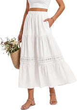 Womens Maxi Skirt Boho Summer Long Skirts with Pockets 2026