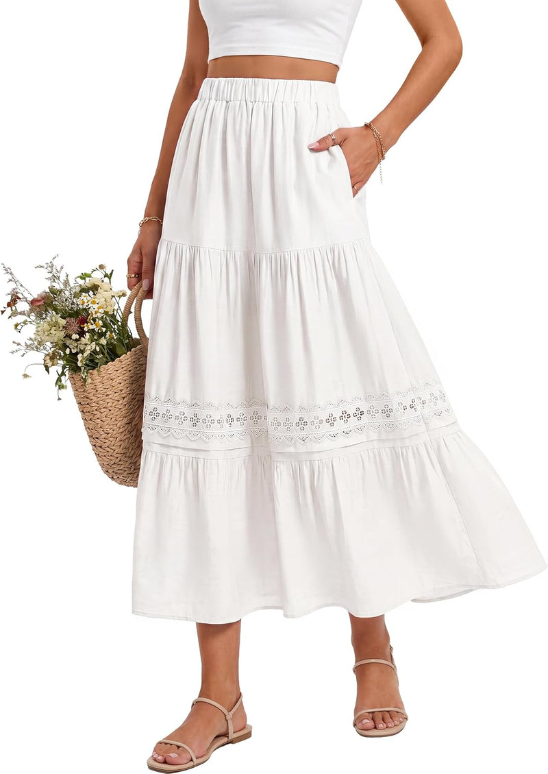 Womens Maxi Skirt Boho Summer Long Skirts with Pockets 2026