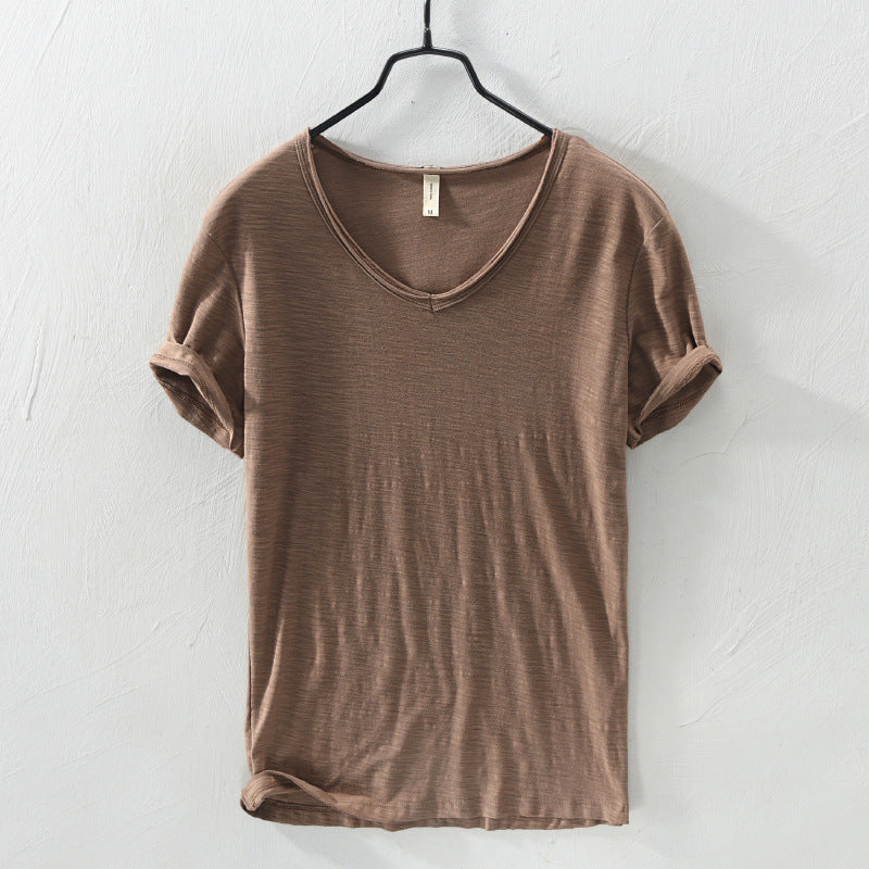 Men Cotton V-Neck Short Sleeve Soft T-Shirts