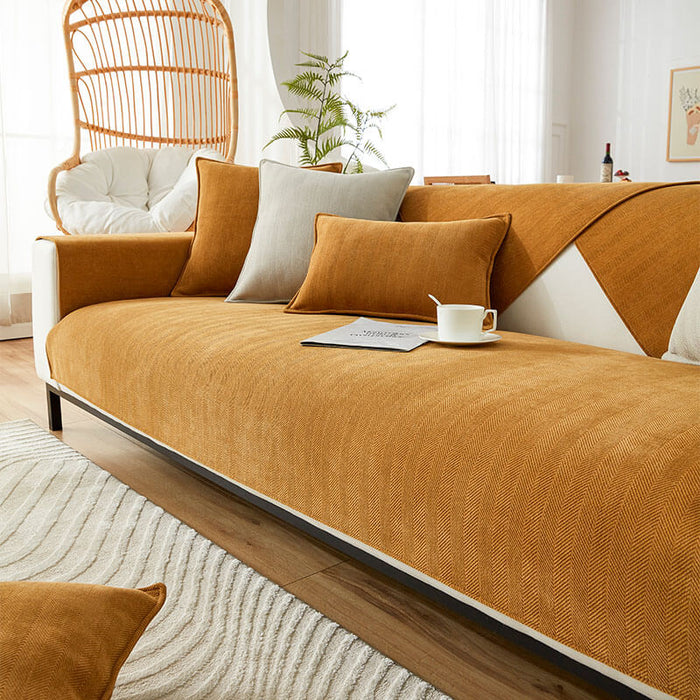 🔥Herringbone Chenille Fabric Furniture Protector Sofa Cover