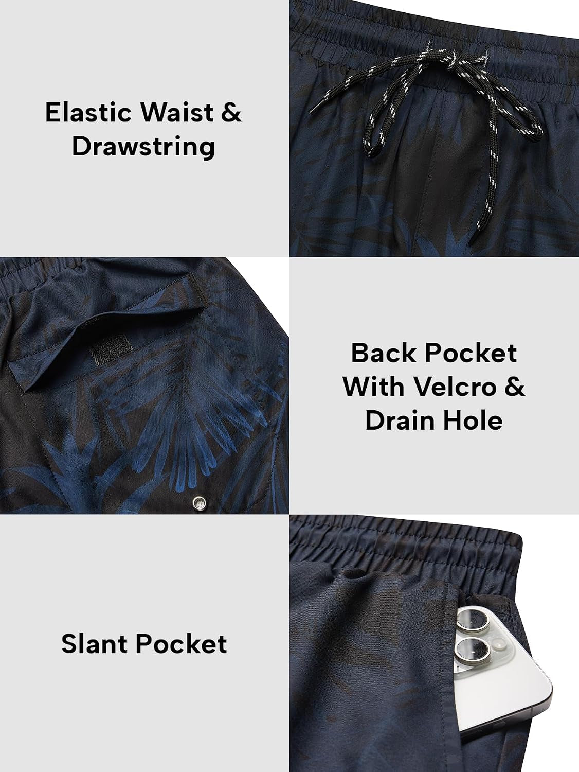 Men'S Swim Trunks Quick Dry Bathing Suit Swimming Board Shorts Mesh Lining Hawaiian Beach Swimwear with Pockets