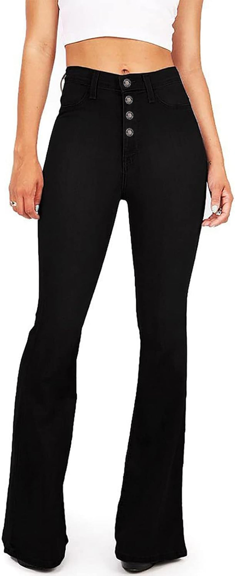 Women'S Black Bell Bottom Jeans for Women High Waisted Flare Jeans Womens Ripped Stretchy Bell Bottoms Pants