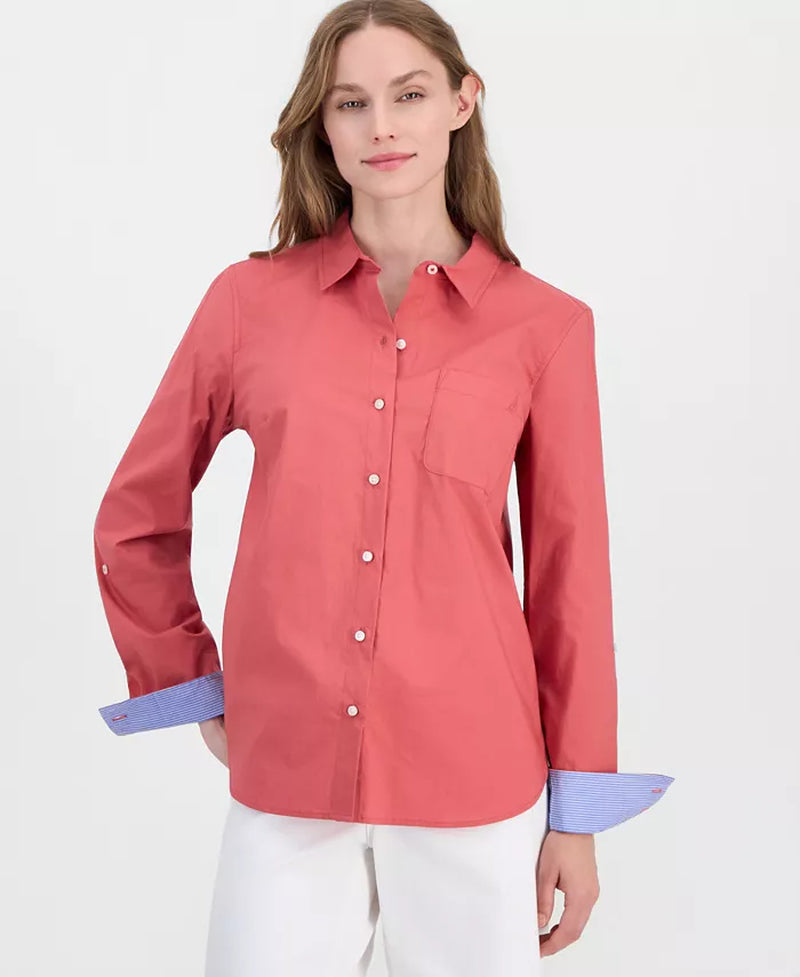 Women'S Roll-Tab Button-Front Shirt
