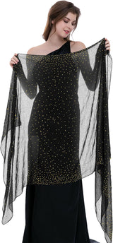 Starry Night Shawls and Wraps for Evening Dresses, Shiny Scarf for Women’S Formal Wear