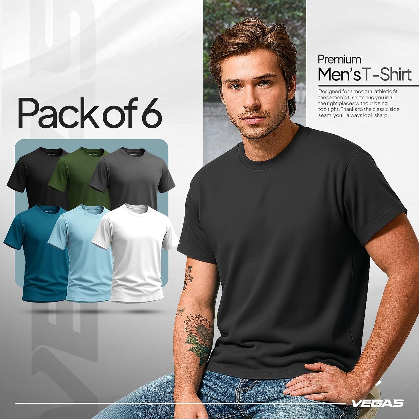 Vegas Classic Mens T-Shirts – Short Sleeve Crew Neck T Shirts for Man, Cotton Blend Plain Novelty Men'S T-Shirts