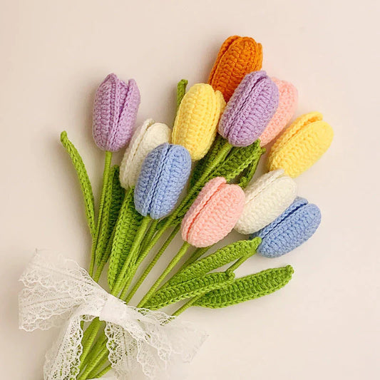 Crochet Flowers Bouquet Handmade Knitted Flower Gift(1pc)