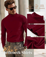 3 Pack Men'S Turtleneck Shirts, Long Sleeve Cotton Pullover Sweaters Mock Neck Knitted T-Shirt Basic Slim Fit Tops