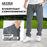 3 Pack Mens Fleece Wide Leg Sweatpants with Pockets, Open Bottom Workout Sweatpants for Men