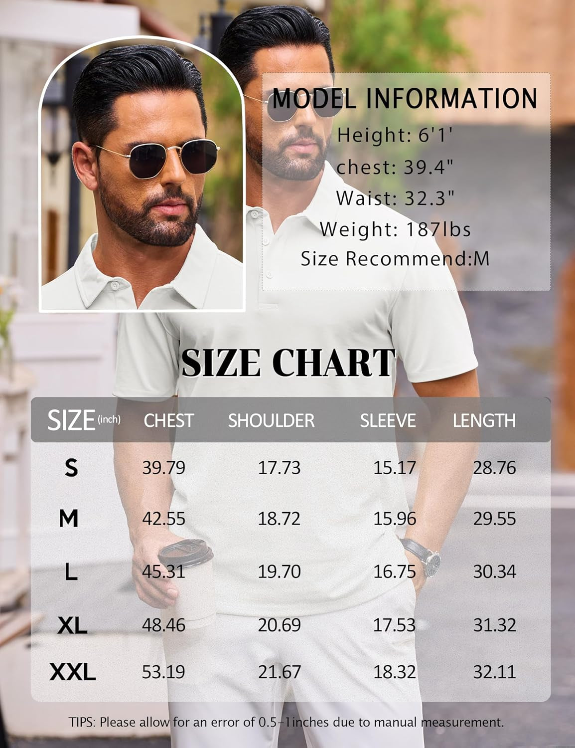 Men'S Polo Shirts Short Sleeve Soft Cotton Pique T-Shirts 3 Buttons Classic Fit Casual Performance Golf Shirts