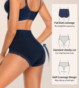 Women'S Cotton Underwear,Ladies Soft Stretch Tummy Control Comfy No Muffin Panties Boyshorts