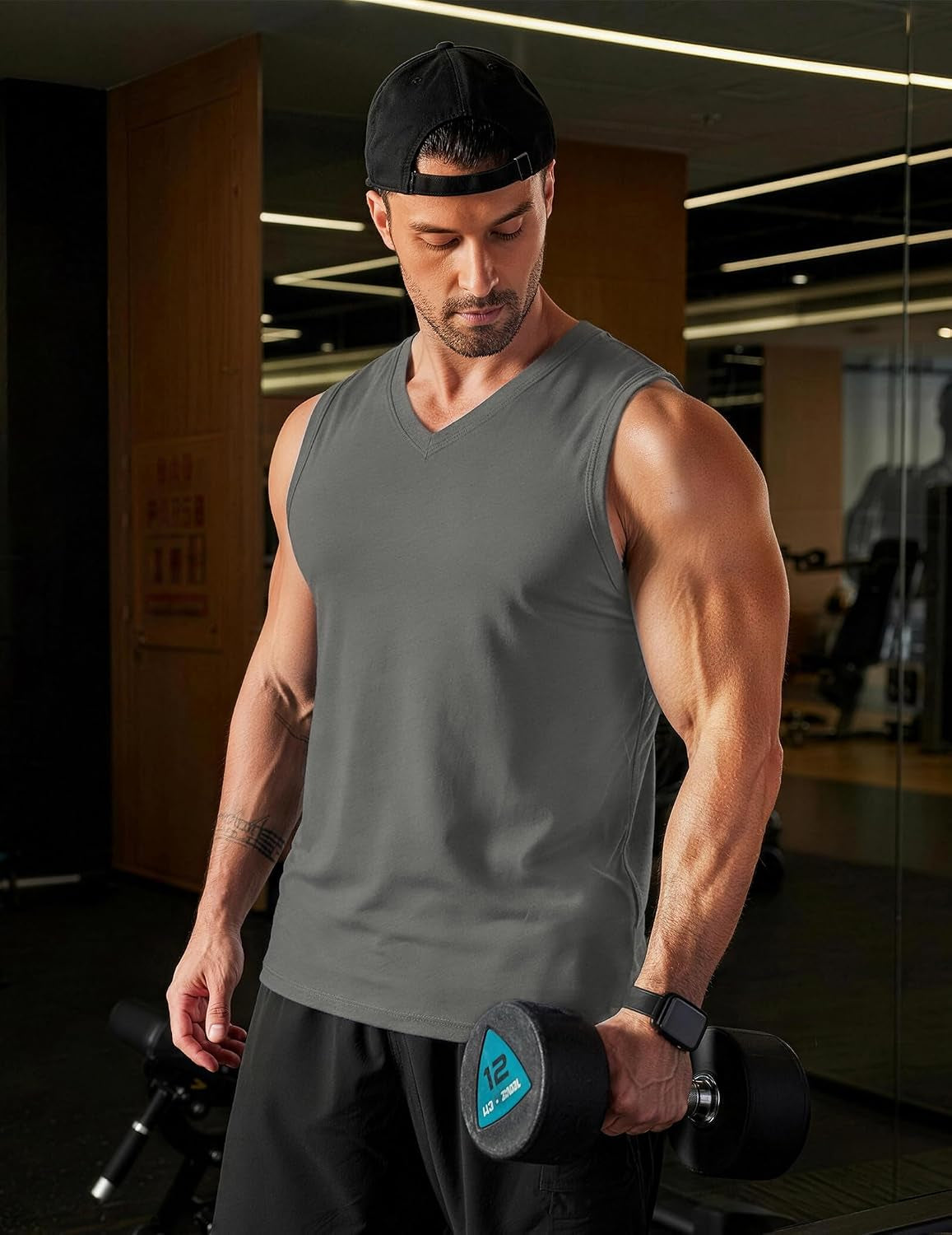 Men'S 3 Pack Workout Tank Tops Gym Sleeveless Shirts V Neck Bodybuilding Muscle Tee Shirt