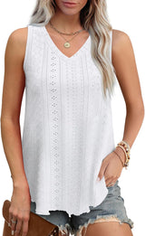 Womens Tank Tops V Neck Sleeveless Flowy Loose Fit Basic Casual Summer Tops