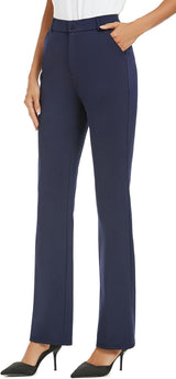 Women'S Stretchy Straight Leg Dress Work Pants Business Office Casual Slacks with Pockets