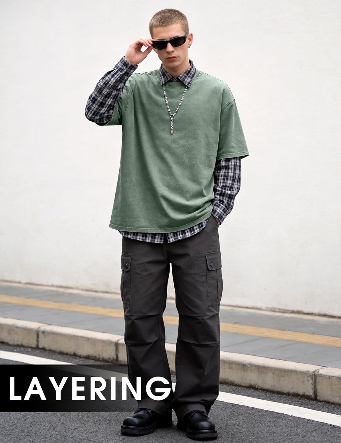 Men Oversized T-Shirts Heavyweight Vintage Cotton Baggy Shirt Acid Wash Streetwear Unisex Tee Tops