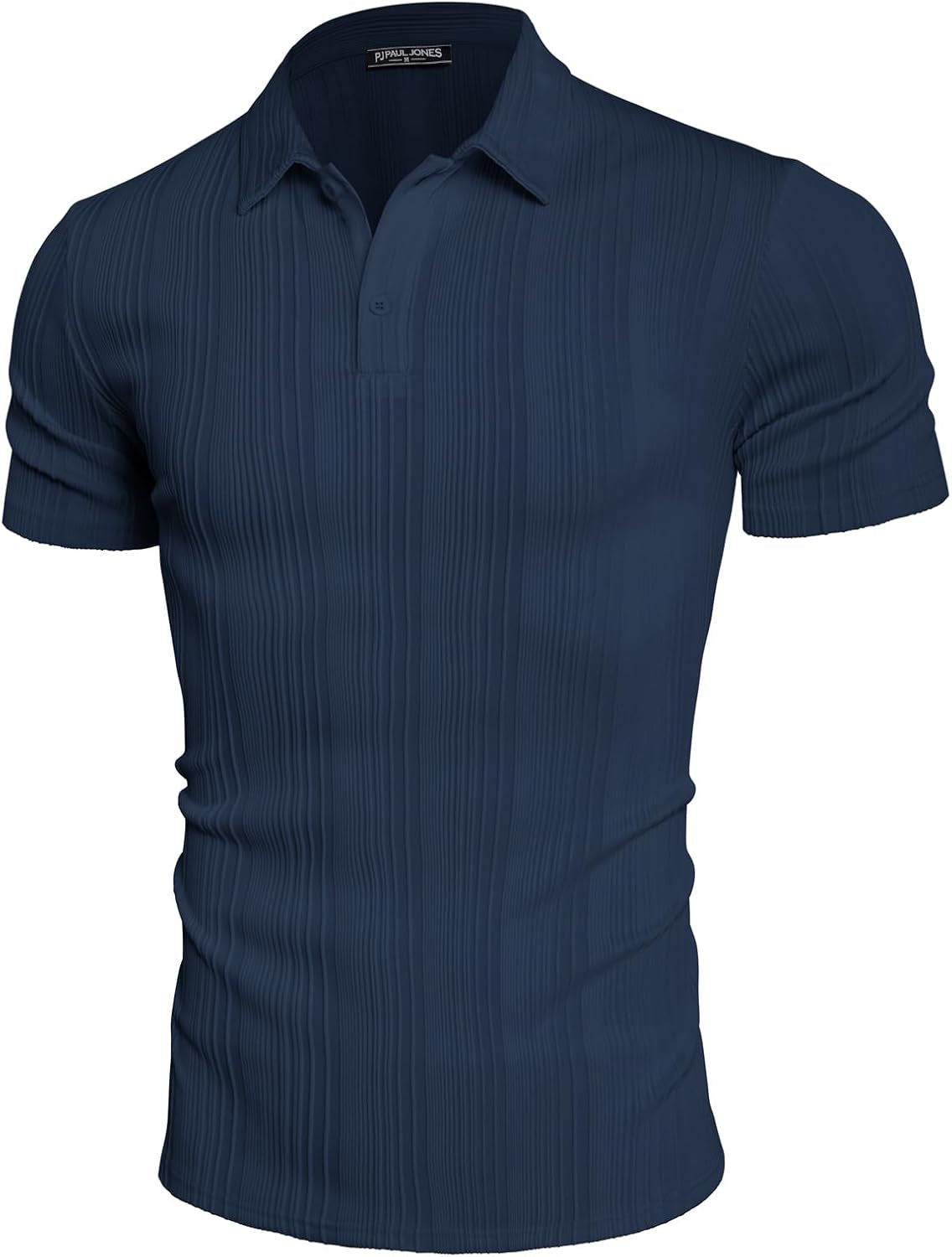Mens Polo Shirts Textured Knit Polo Stretchy Regular Fit Collared Golf Shirts