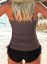 Womens Tankini Top Only Ruched Tummy Control Bathing Suit Top Modest Swim Tank Top No Bottom