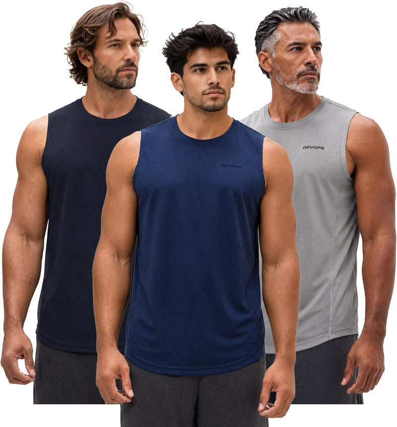 3 Pack Sleeveless Men'S Muscle Shirts Dry Fit Mesh Tank Top Gym | Athletic Sleeveless Top, Dri-Fit Moisture Wicking, Mesh Tank Top, Quick Dry Activewear