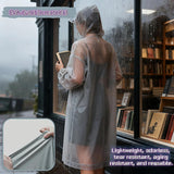 Portable Raincoat with Hood, Gray EVA Waterproof Rain Poncho for Adults, Reusable Travel Rain Coat with Elastic Cuffs and Drawstring, Universal Size