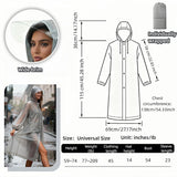 Portable Raincoat with Hood, Gray EVA Waterproof Rain Poncho for Adults, Reusable Travel Rain Coat with Elastic Cuffs and Drawstring, Universal Size