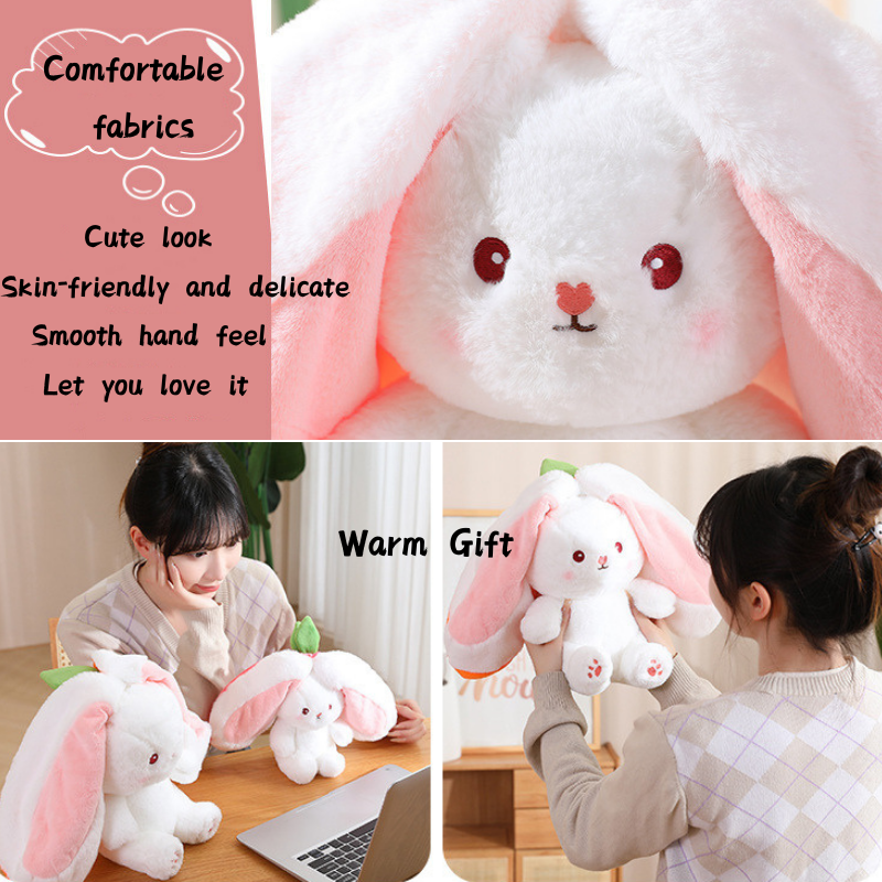Strawberry Bunny Transformed into Little Rabbit Fruit Doll Plush Toy