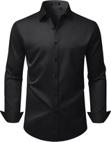Mens Wrinkle Free Dress Shirts Regular Fit Business Button down Shirt Formal Long Sleeve Wedding Stretch Shirts