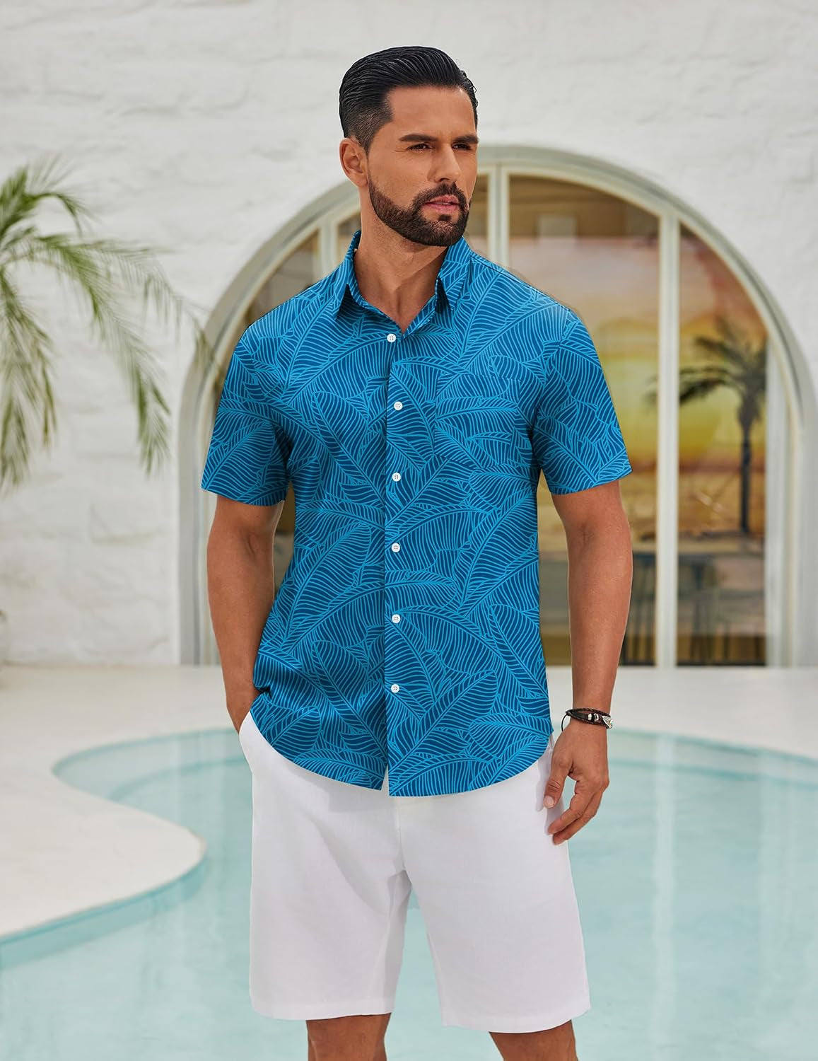 Mens Hawaiian Shirts Short Sleeve Button down Aloha Shirts Summer Vacation Beach Shirts