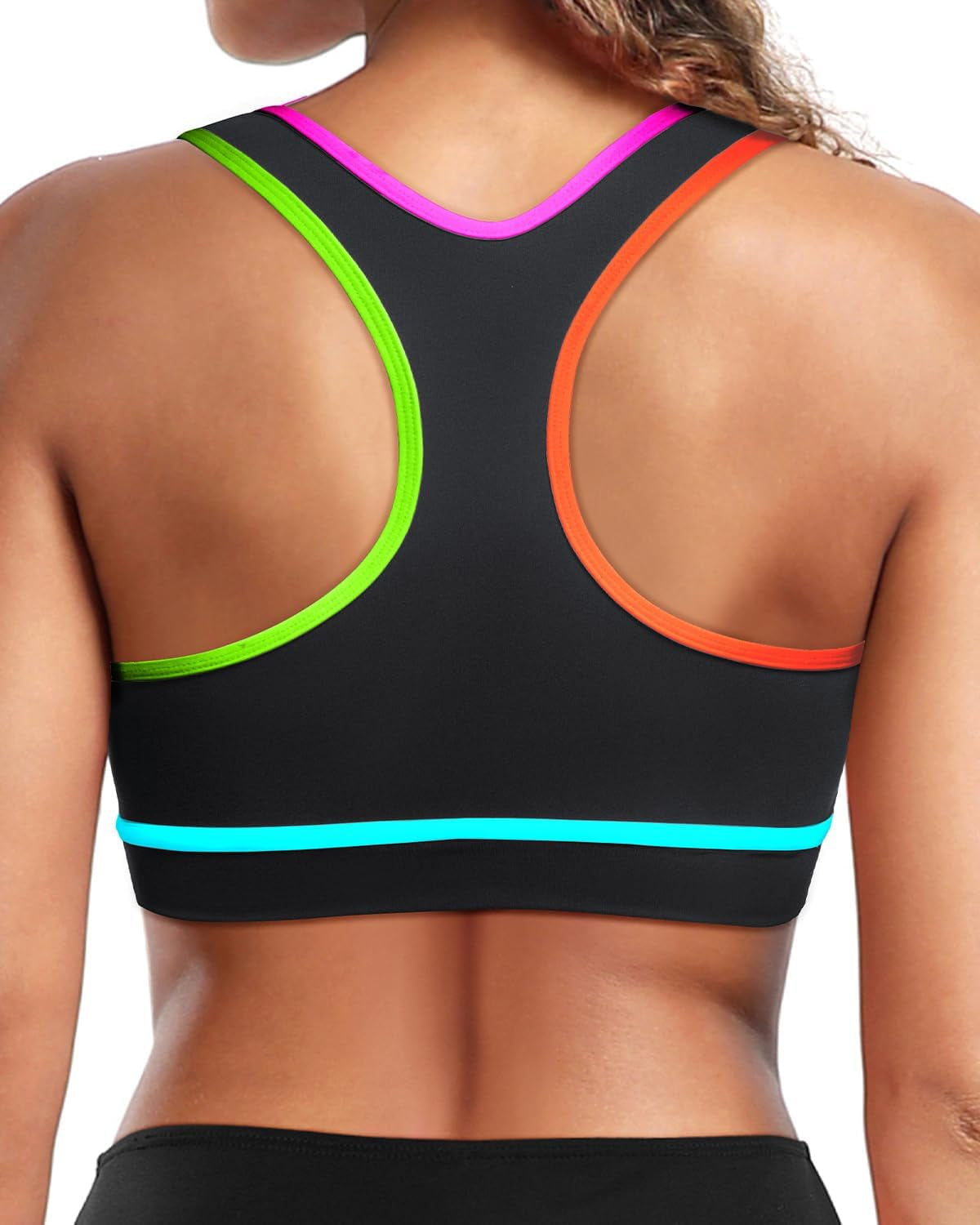 Women'S Sports Bra Bikini Tops Racerback Swim Top Scoop Neck Bathing Suits Top Modest Padded Crop Tops Swimsuit Only
