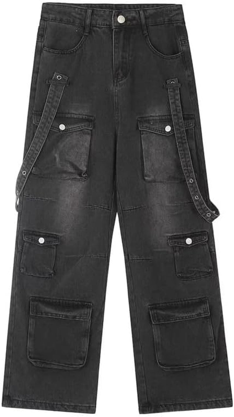 Cargo Jeans for Women Low Waist Baggy Jeans Y2K Pants Women Wide Leg Womens Cargo Pants Grunge Emo Clothes