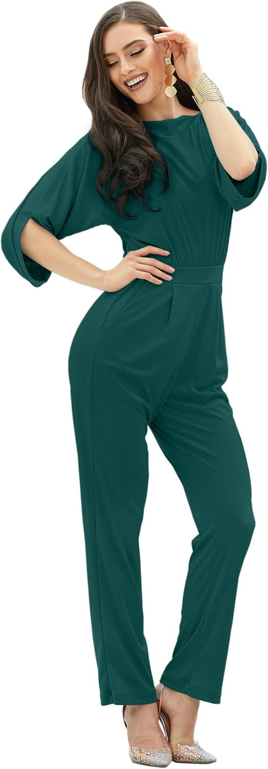 Womens Short Sleeve Semi Formal Cocktail One Piece Jumpsuit Romper