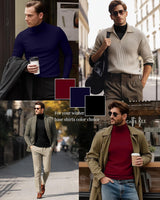 3 Pack Men'S Turtleneck Shirts, Long Sleeve Cotton Pullover Sweaters Mock Neck Knitted T-Shirt Basic Slim Fit Tops