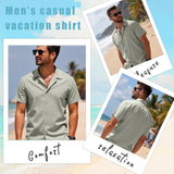 Linen Blend Shirts for Men Casual Short Sleeve Button down Shirt Cool Summer Beach Wedding Vacation Tops