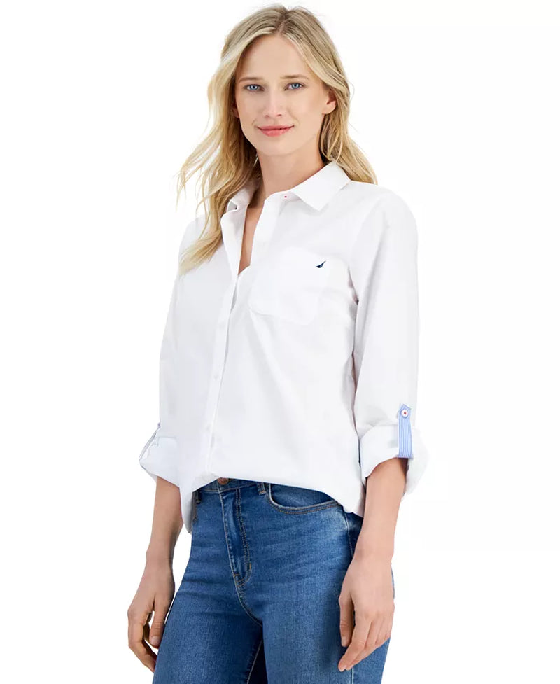 Women'S Roll-Tab Button-Front Shirt
