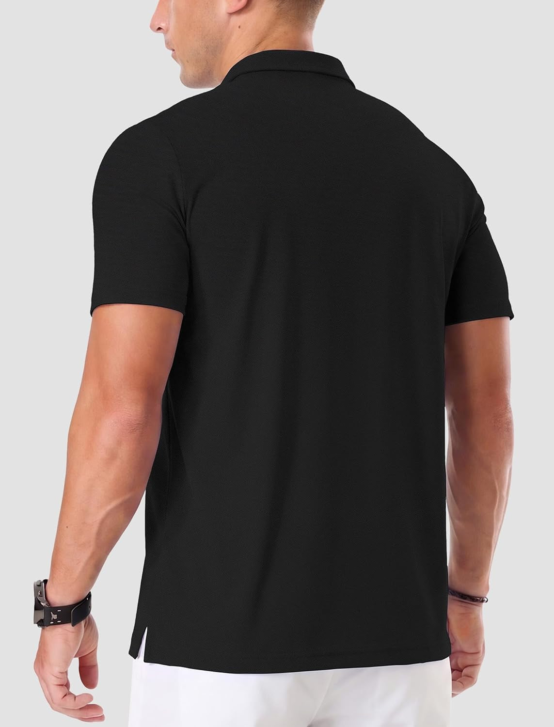 Mens Golf Polo Shirts Moisture Wicking Performance Short Sleeve Pique Athletic Golf Collared Shirts for Men