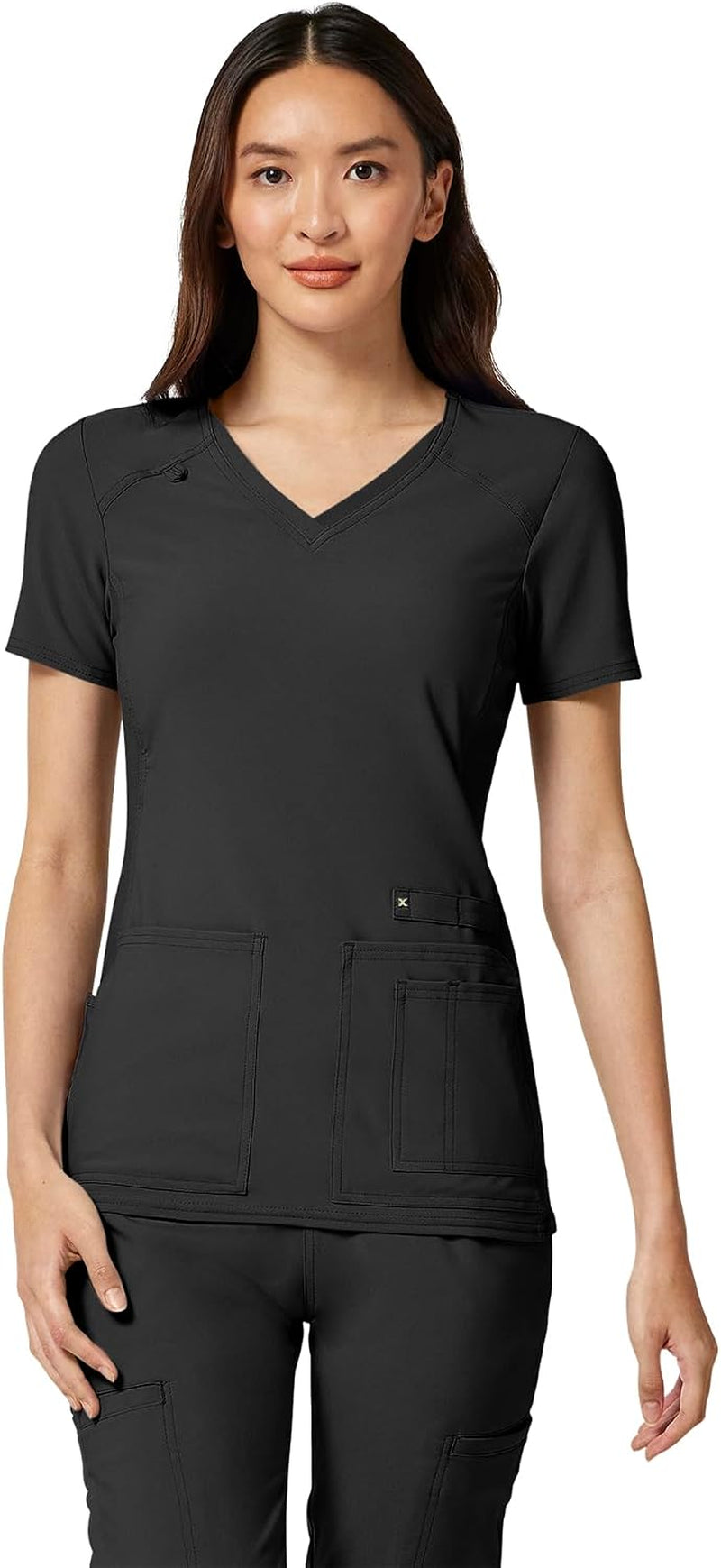 Women'S Medical Scrub Top Iflex V-Neck Knit Panel Top - CK605