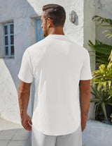Men'S Henley Shirt Short Sleeve Stand Collar Summer Casual Beach Hippie T-Shirts