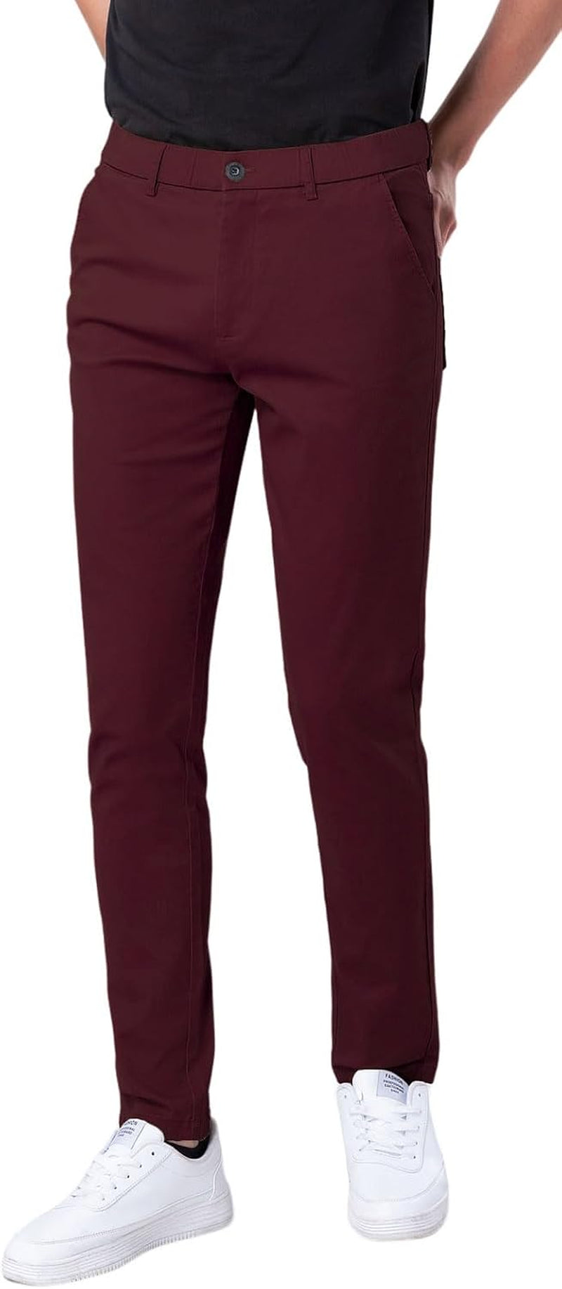 Men'S Skinny Stretchy Khaki Pants Colored Pants Slim Fit Slacks Tapered Trousers