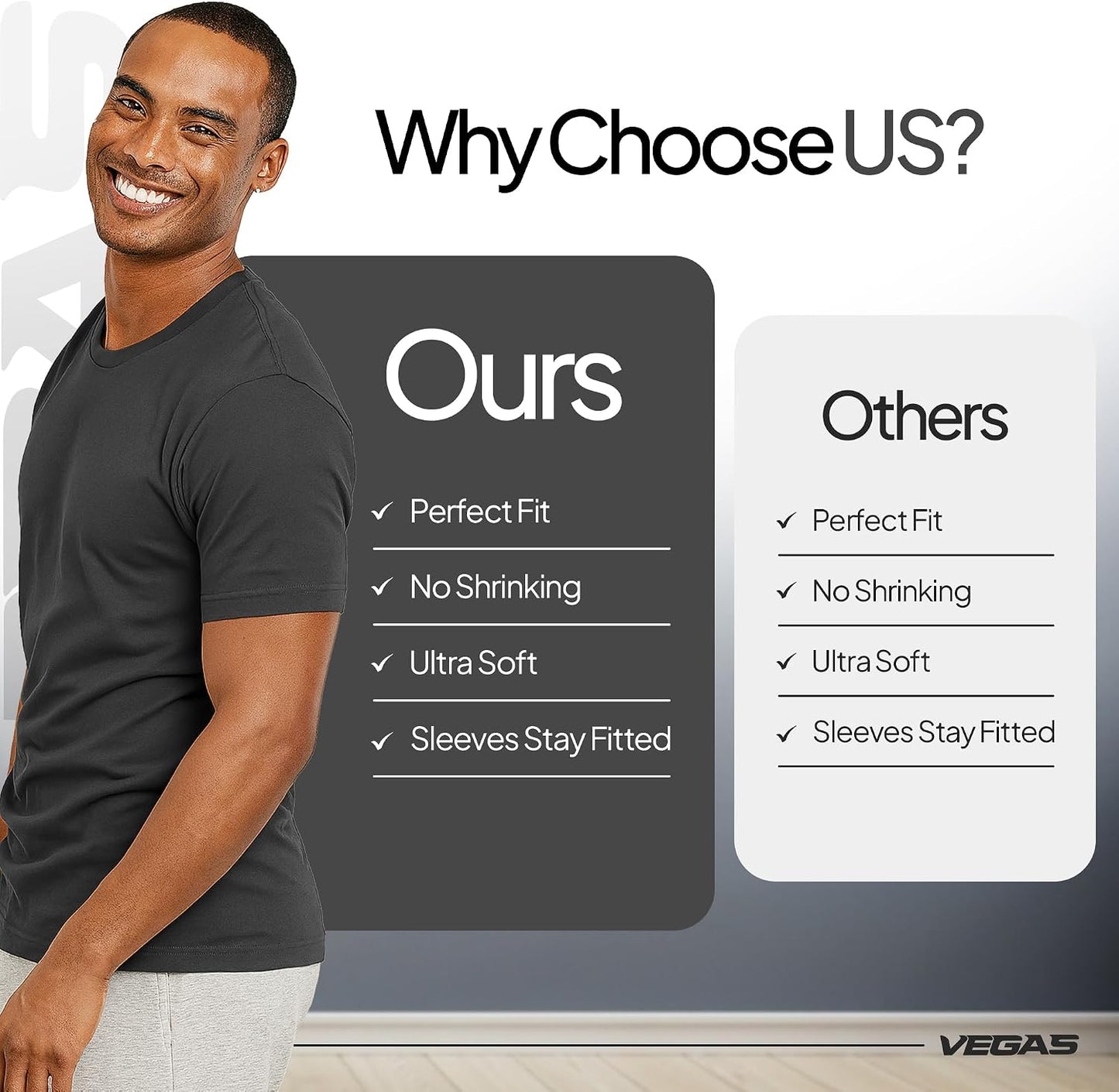 Vegas Classic Mens T-Shirts – Short Sleeve Crew Neck T Shirts for Man, Cotton Blend Plain Novelty Men'S T-Shirts
