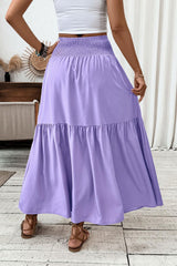 Women'S Smocked High Waist Maxi Skirt Casual Boho Long Skirts with Pockets