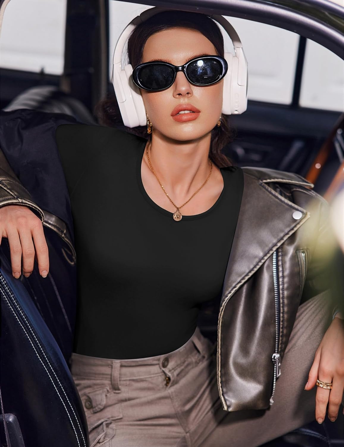 Long Sleeve Shirts for Women 3 Pack Scoop Neck Fitted Tops Thermal Undershirt Stretch Base Layer Soft Tee