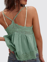 Women'S Y2K Lace Cami Tops V Neck Babydoll Spaghetti Strap Going Out Tops Summer Cute Floral Flowy Camisole Shirts