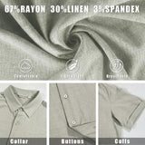 Linen Blend Shirts for Men Casual Short Sleeve Button down Shirt Cool Summer Beach Wedding Vacation Tops
