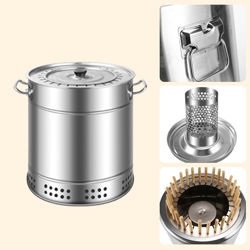 💥Smokeless steel grill bucket with aerospace grade material