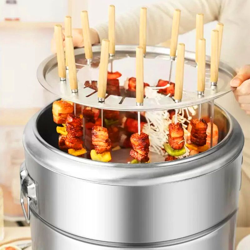 💥Smokeless steel grill bucket with aerospace grade material