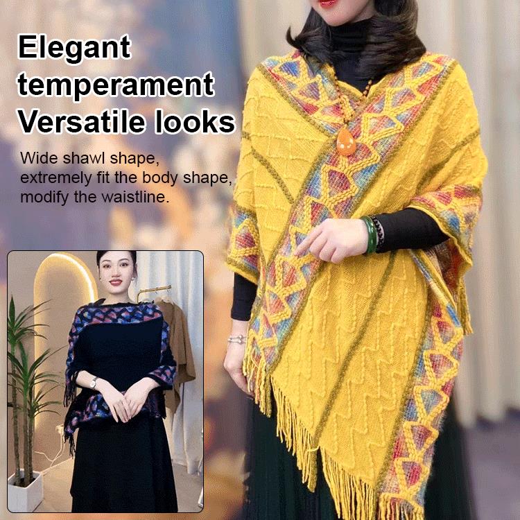 Ethnic style fringe knit shawl 🔥