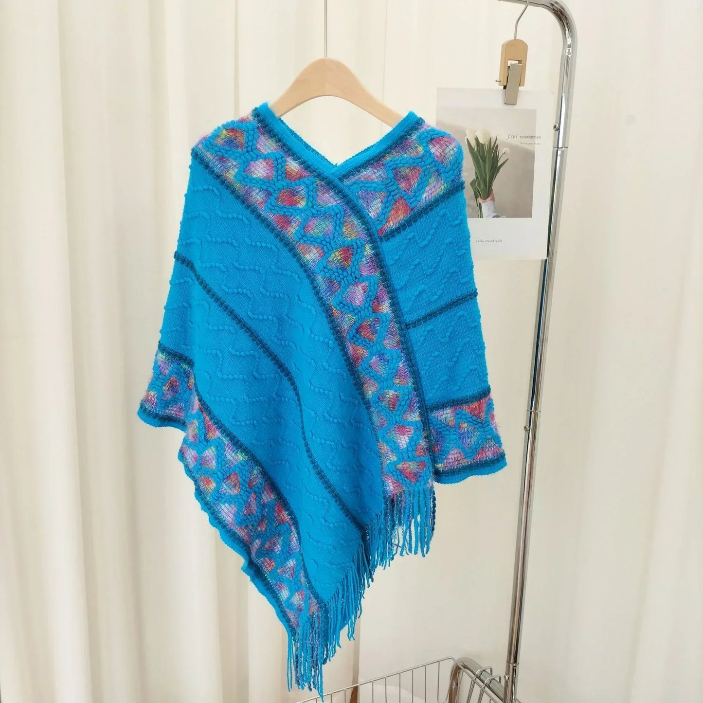 Ethnic style fringe knit shawl 🔥