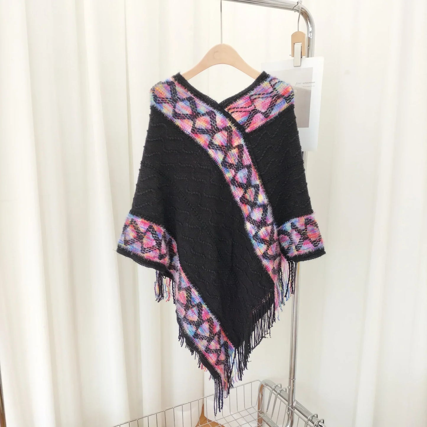 Ethnic style fringe knit shawl 🔥