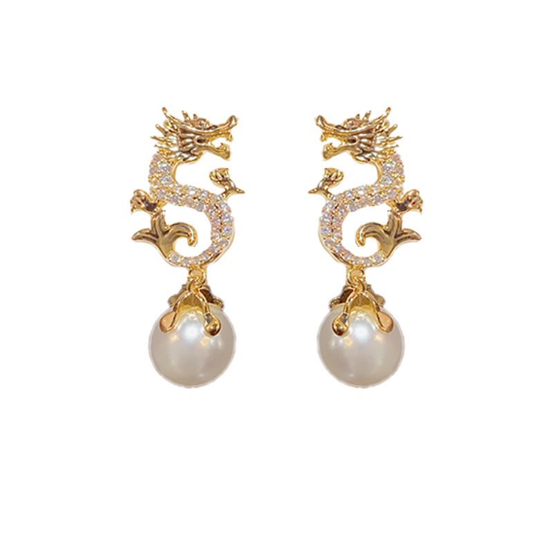 Dragon Hanging Bead Earrings -- （Have one's wishes come true！）